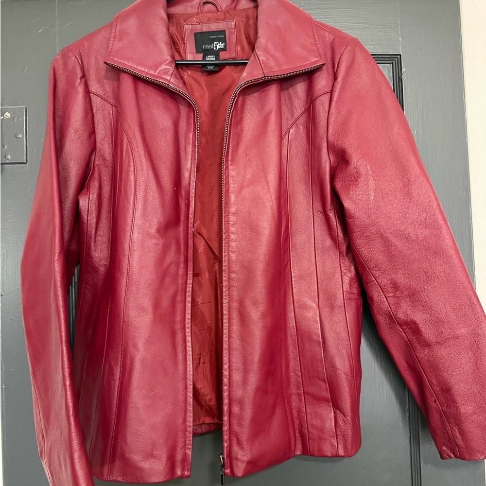 East 5th Cherry Red Leather Jacket